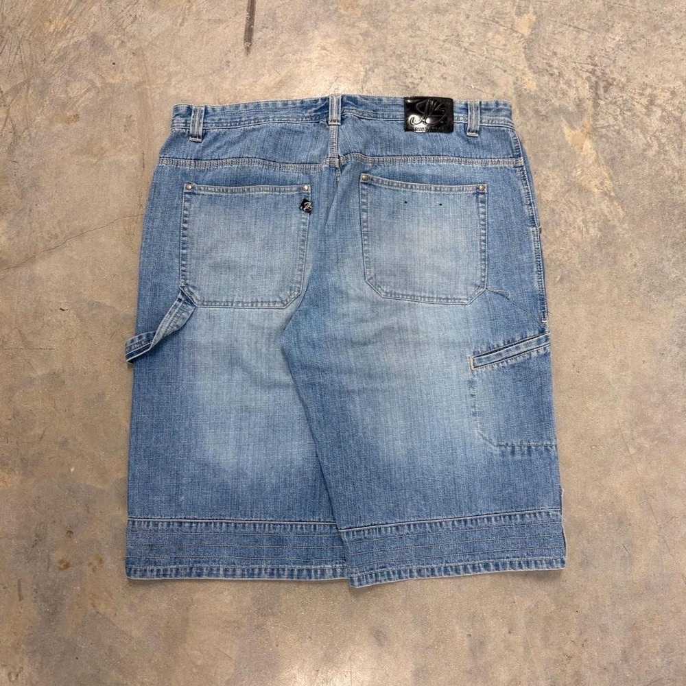 Johnny Blaze Diamond Cut Baggy Denim Carpenter Jorts Blue Y2K Hip Hop Mens 40